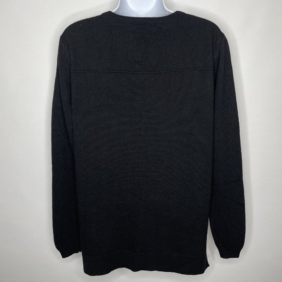 Superdry Premium Luxe Black Cashmere Blend Knit V-neck Pullover Sweater - Picture 5 of 8